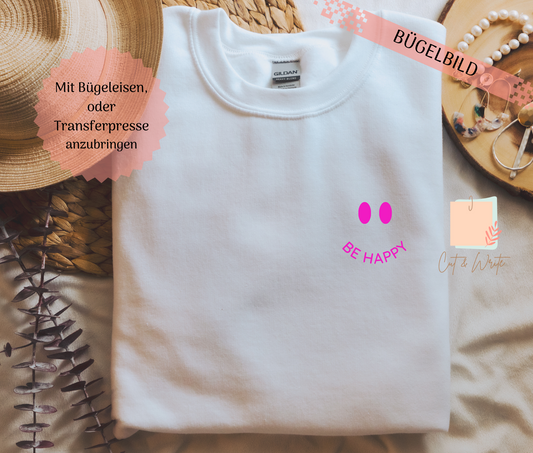 Bügelbild "be happy" oder "good vibes"