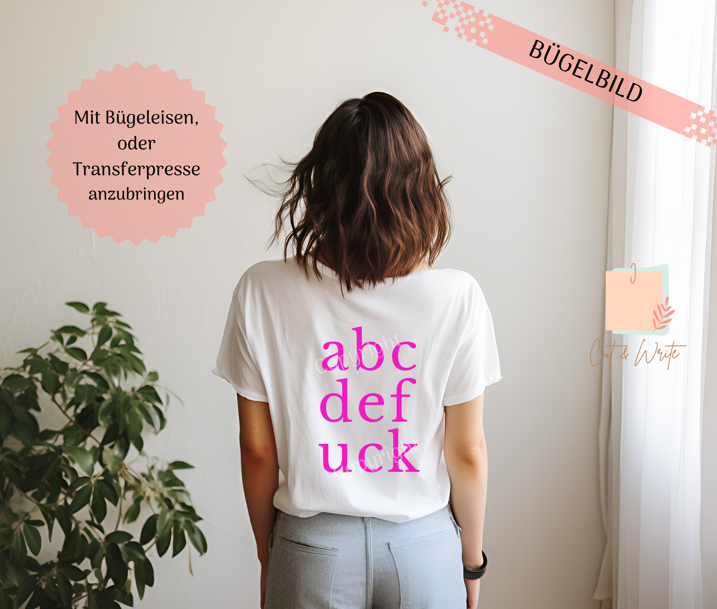 Bügelbild "abcdef***"