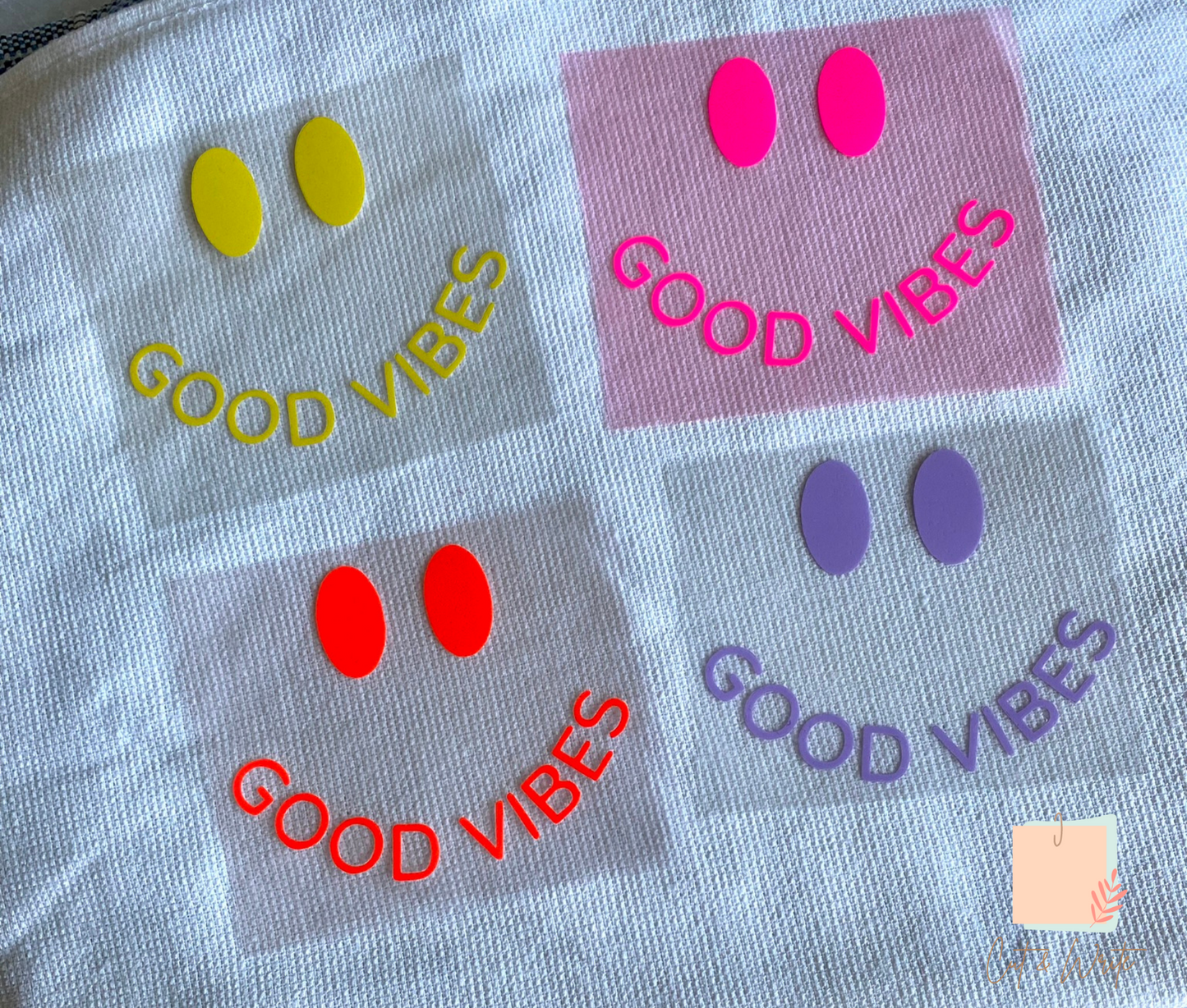 Bügelbild "be happy" oder "good vibes"