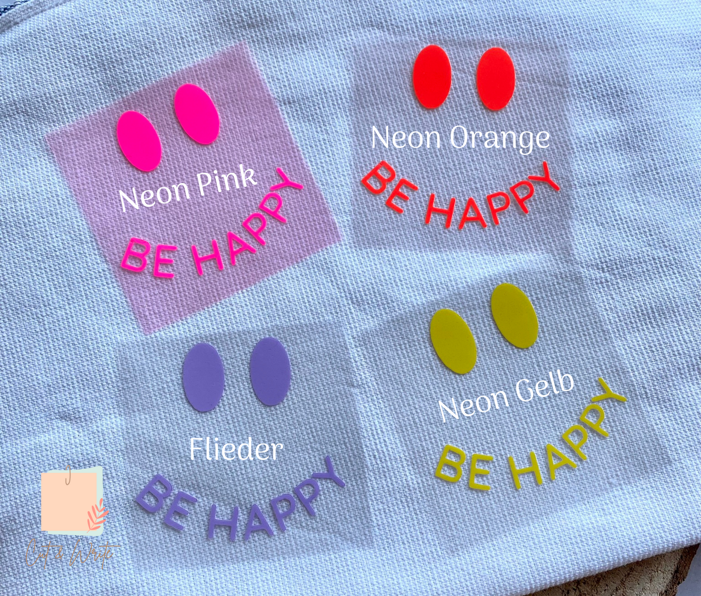 Bügelbild "be happy" oder "good vibes"