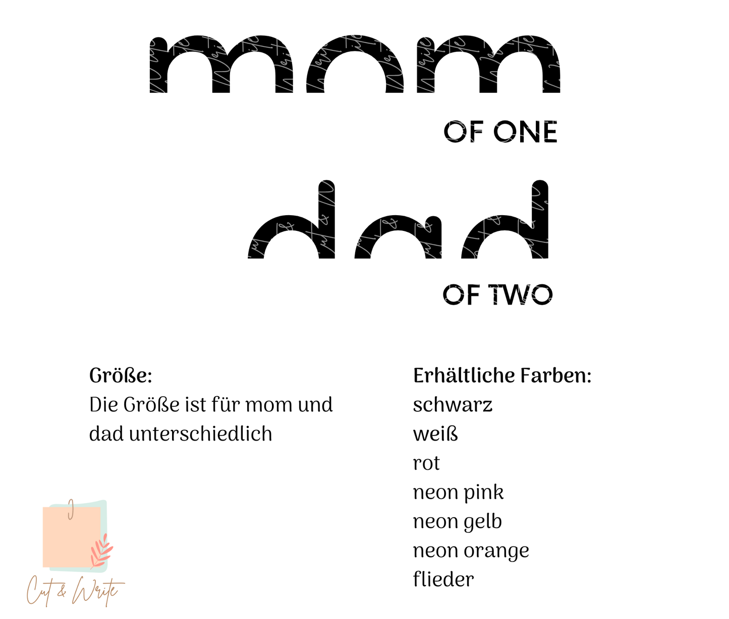 Bügelbild "mom of / dad of"