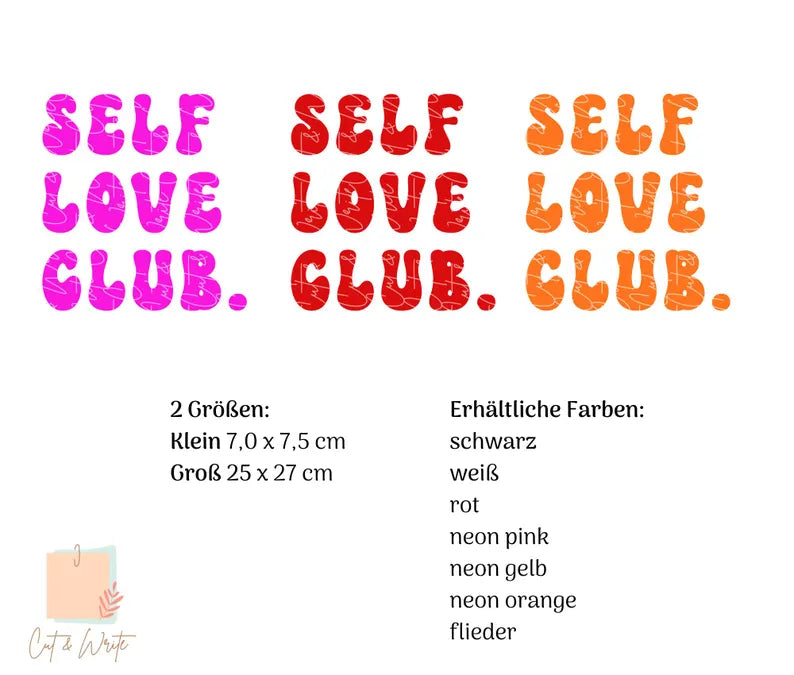 Bügelbild "self love club."