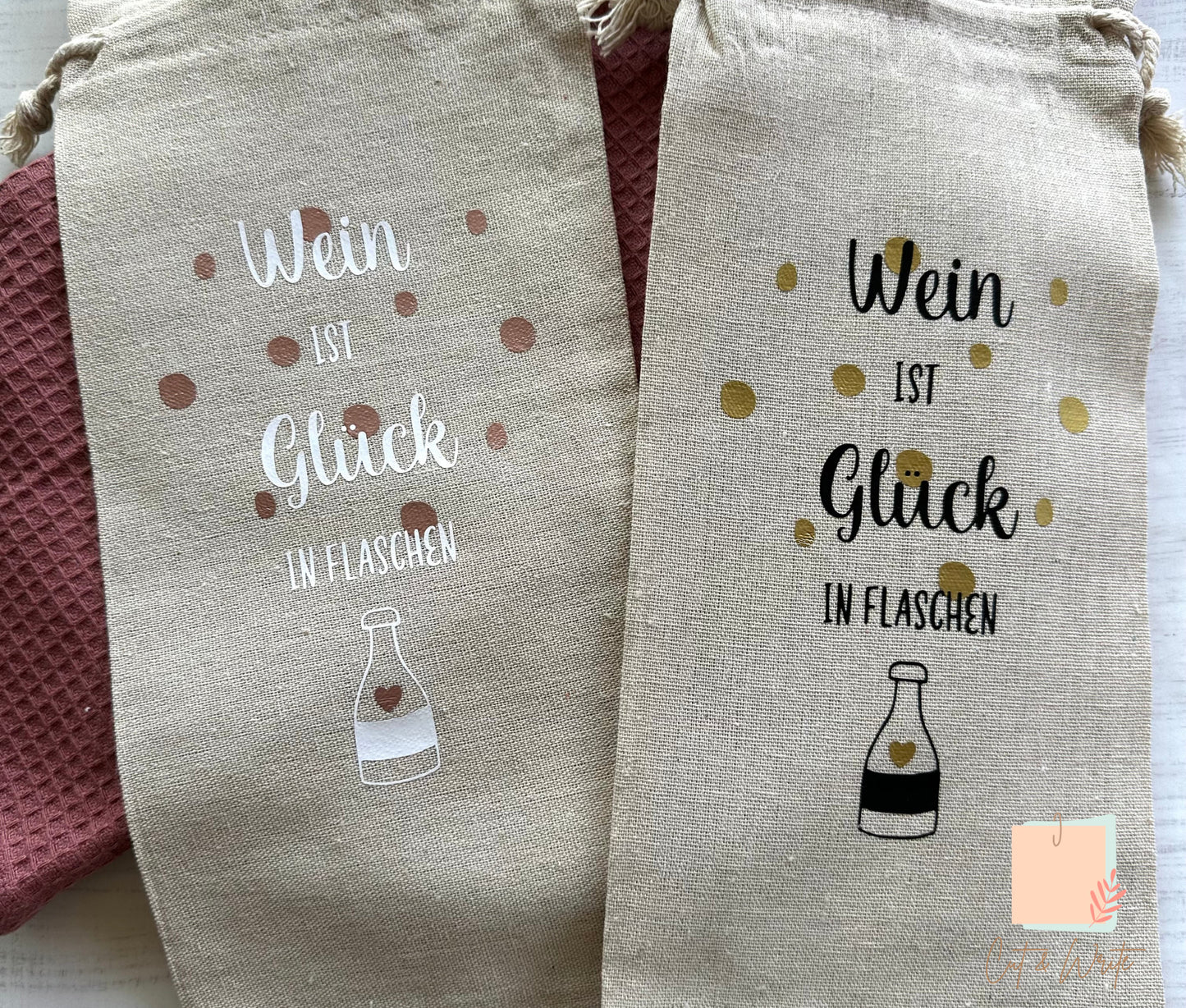 Weinsackerl Leinen - verschiedene Motive