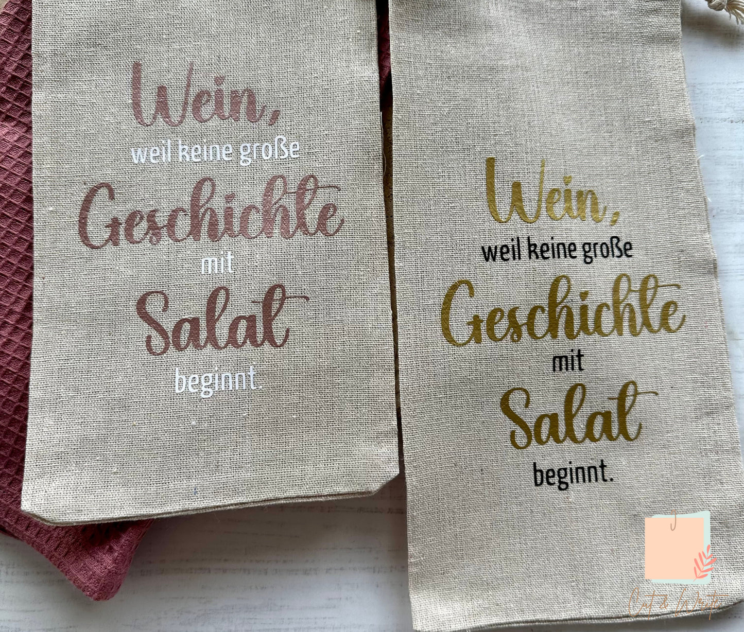 Weinsackerl Leinen - verschiedene Motive