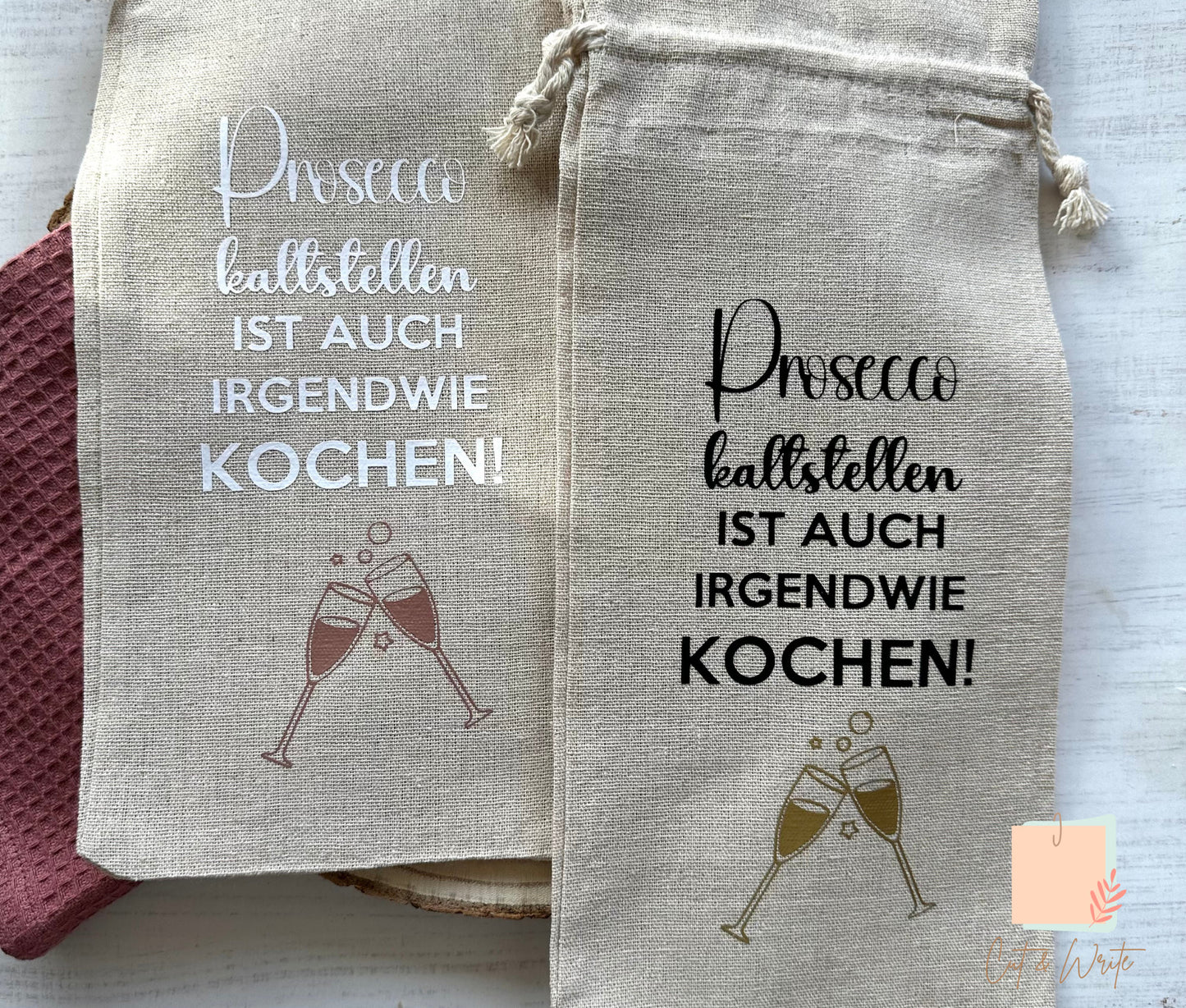 Weinsackerl Leinen - verschiedene Motive